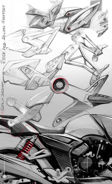 Rearset Design Sketch : 2012 TVS Apache 180 RTR : New Beast Unleashed. Same Bloodline